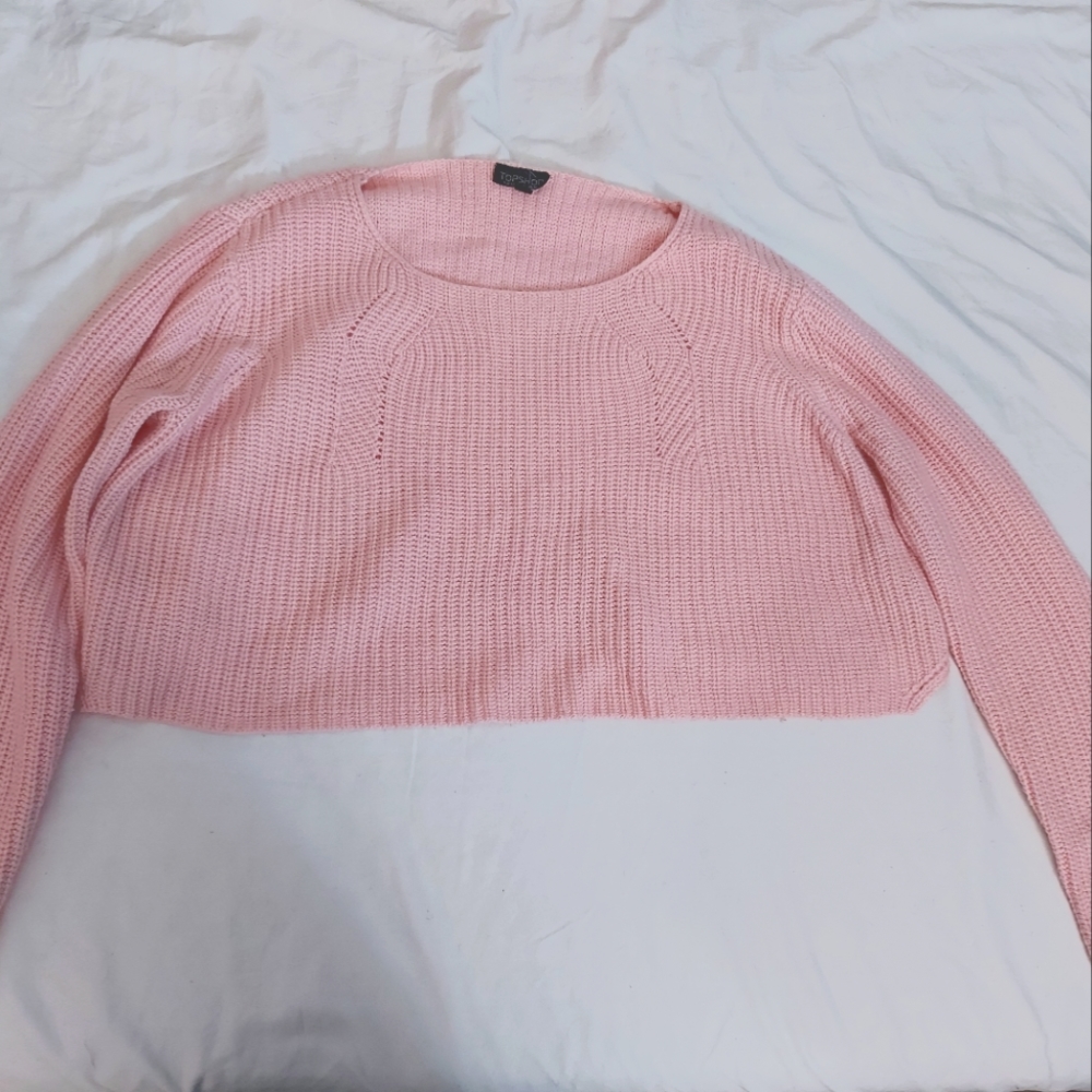 Top Shop Cropped Sweater/Pastel Pink/Sz 10/Oversized/Barbie Core
